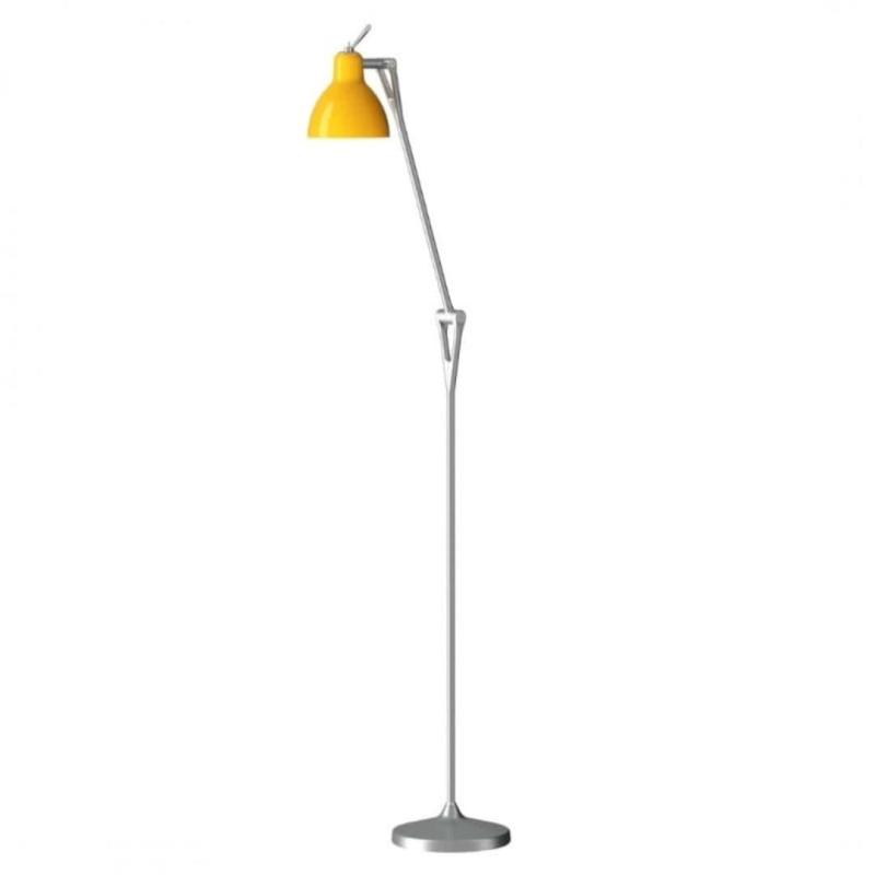 Luxy F1 Gulvlampe med Sølv og Gul Skærm - Designet Elegance
