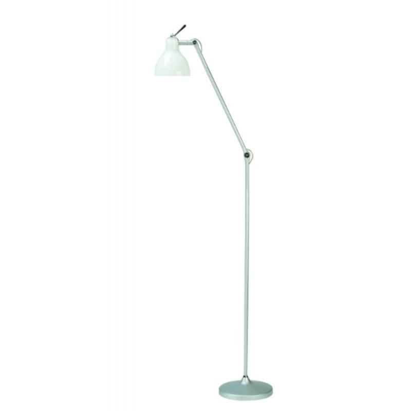 Luxy F1 Gulvlampe i Sølv med Hvid Skærm - Designet af Rotaliana