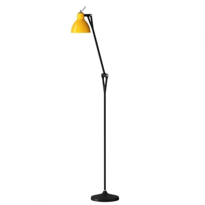 Luxy F1 Gulvlampe - Mat Sort med Gul Skærm fra Rotaliana