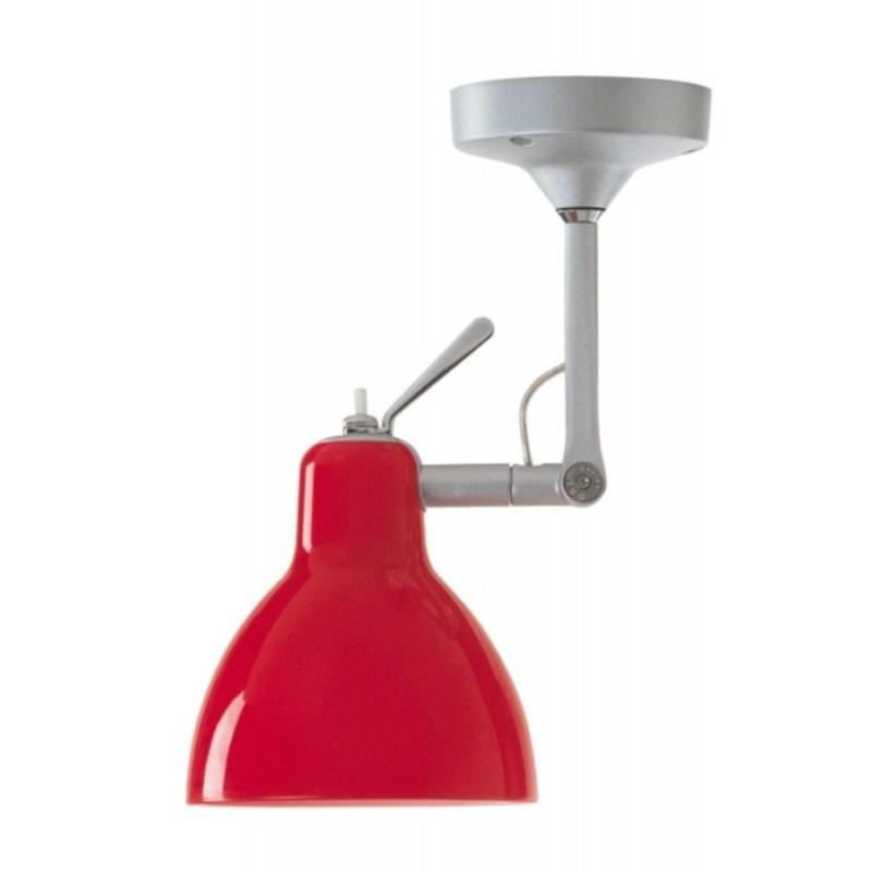 Luxy H0 Væg- og Loftlampe med Rød Skærm i Sølv Finish