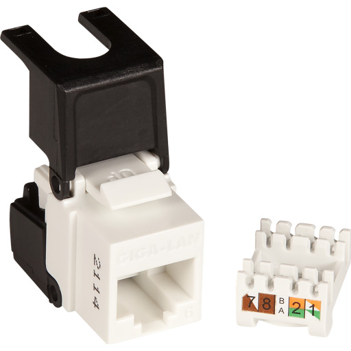 150 Stk Konnektor Keystone Pro Utp Kat.6 Rj45 Flip Jack, Bulk (150) fra Lan-com