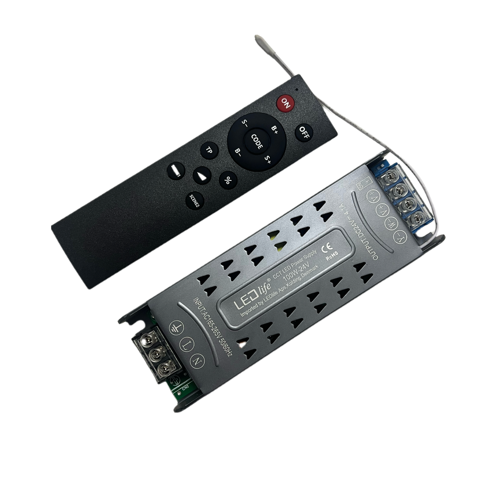 100w Cct Strømforsyning Med Fjernbetjening   24v Dc, 4.17a, Flicker Fri, Ip20 Indendørs fra Ledlife