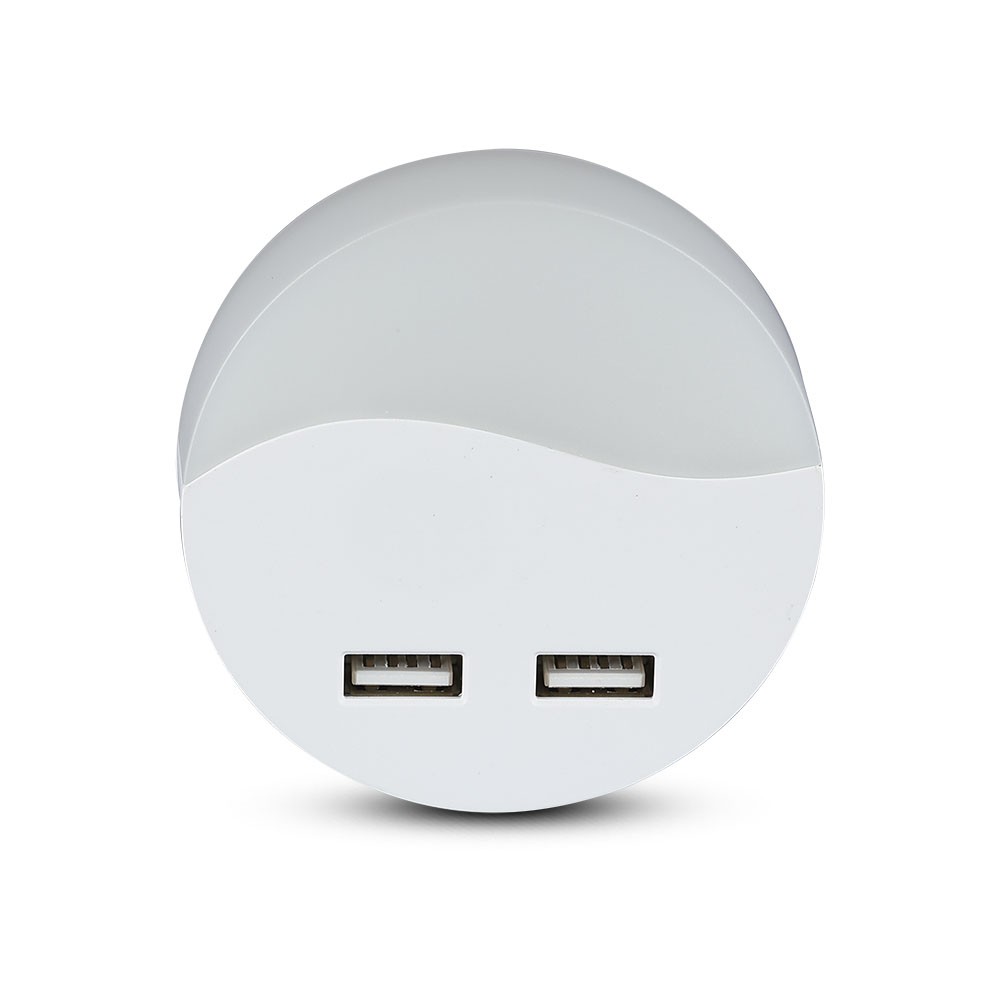 0,45w Led Natlys   Eu Stik, Med Usb, Samsung Chip, 4000k, Rund   Kulør : Neutral fra V-tac