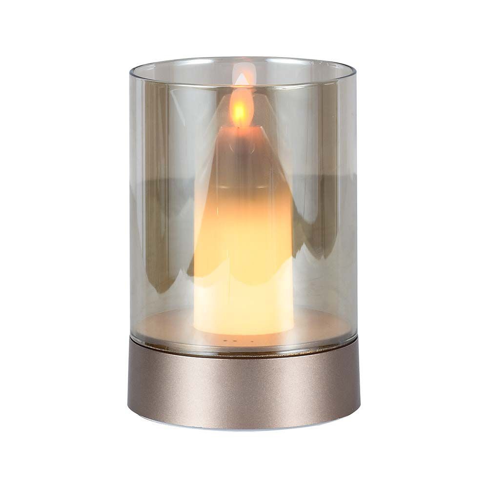 2w Led Kertepære   Bordlampe, 3000k, Champagne Guld, Amberglas.   Kulør : Varm fra V-tac