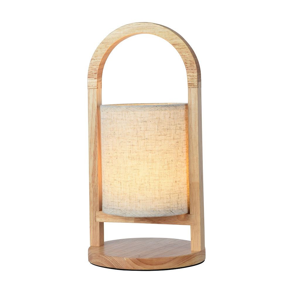 1,5w Led Bordlampe   Genopladelig, Touch Dæmpbar, 3000k, Beige, Med Træhåndtag.   Kulør : Varm fra V-tac
