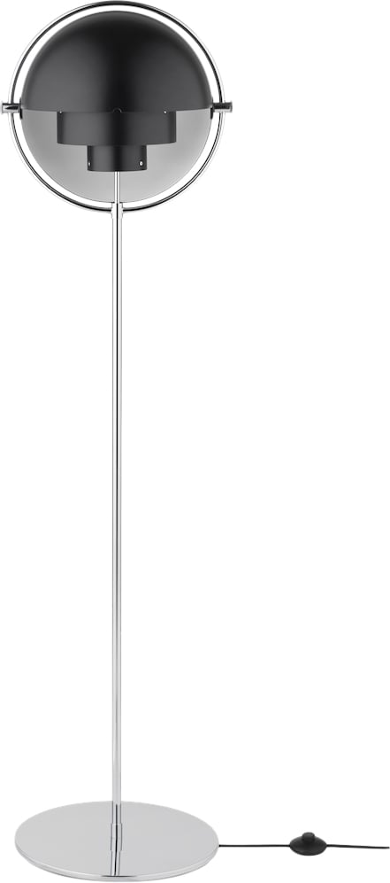 Multilite Floor Lamp, Chrome Base   Black Semi Matt fra Gubi