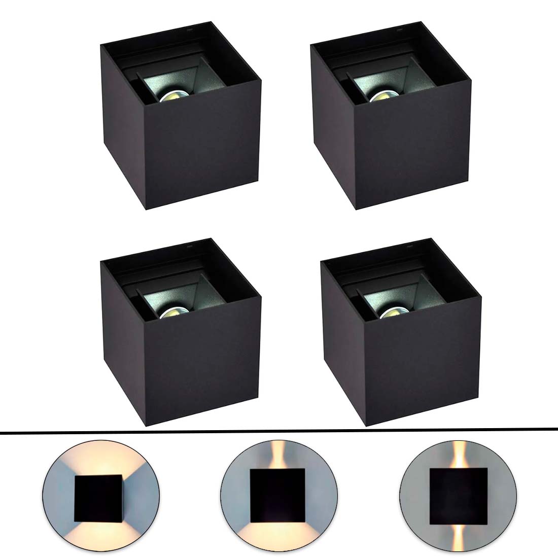 4 Stk. Udendørs Væglampe   Facadelampe   Sort   G9   Up & Down Light