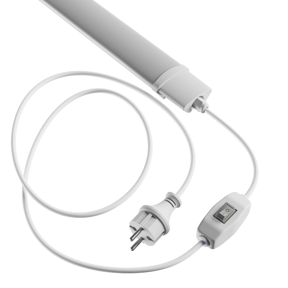 120cm Led Armatur + Stik Med Afbryder   36w, 230v, 2m Kabel + Stik, Tænd Sluk, Ip65, Neutral Hvid   Dæmpbar : Ikke Dæmpbar, Kulør : Neutral fra Spectrum