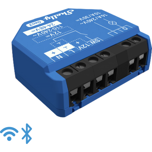 1 Gen3, Wifi Relæ Med Potentialfrit Kontaktsæt fra Shelly