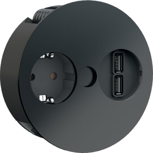 Twist Stikkontakt 1 X Schuko Og 2 X Usb Lader, 3,1a, Sort fra Bachmann