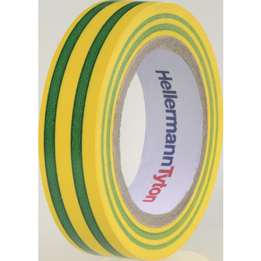 10 Stk Hela Vinyltape, Pvc Isolerbånd 15 Mm X 10 M, Grøn Gul fra Hellermanntyton